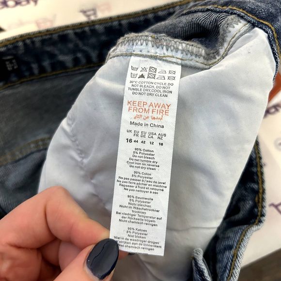 NWT Pretty Little Thing Womens Wide Leg Jeans Size US 12 Acid Wash Medium - Picture 4 of 15